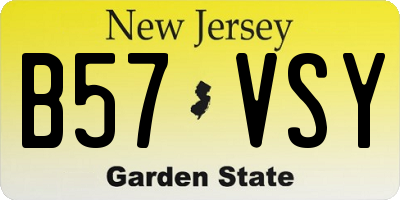 NJ license plate B57VSY