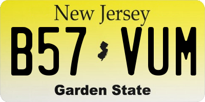 NJ license plate B57VUM