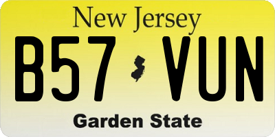 NJ license plate B57VUN