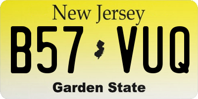 NJ license plate B57VUQ