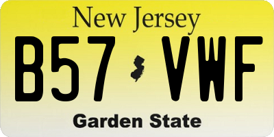 NJ license plate B57VWF