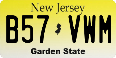 NJ license plate B57VWM