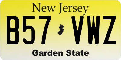NJ license plate B57VWZ