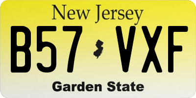 NJ license plate B57VXF