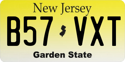 NJ license plate B57VXT
