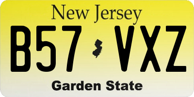 NJ license plate B57VXZ