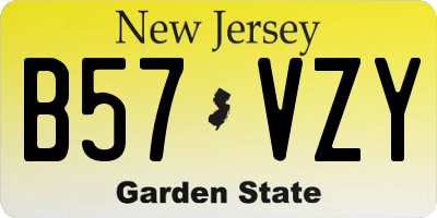 NJ license plate B57VZY