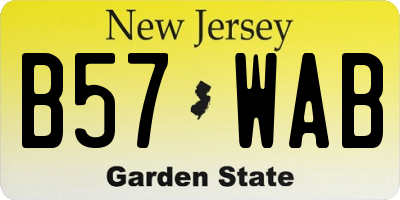 NJ license plate B57WAB