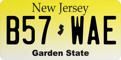 NJ license plate B57WAE