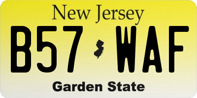 NJ license plate B57WAF