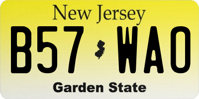 NJ license plate B57WAO