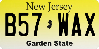 NJ license plate B57WAX