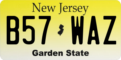 NJ license plate B57WAZ