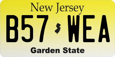 NJ license plate B57WEA