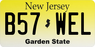 NJ license plate B57WEL