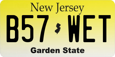 NJ license plate B57WET