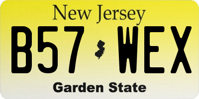 NJ license plate B57WEX