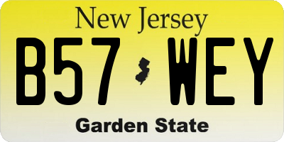 NJ license plate B57WEY
