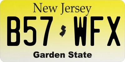 NJ license plate B57WFX