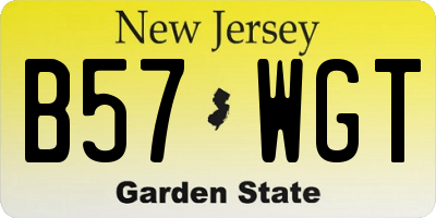 NJ license plate B57WGT