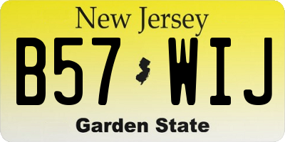 NJ license plate B57WIJ