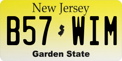 NJ license plate B57WIM