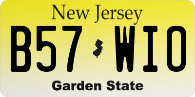 NJ license plate B57WIO