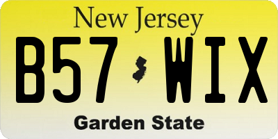 NJ license plate B57WIX
