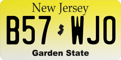 NJ license plate B57WJO