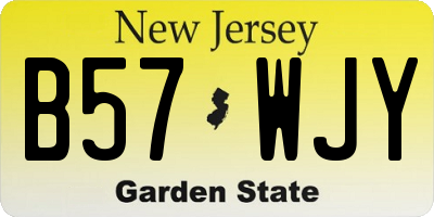 NJ license plate B57WJY