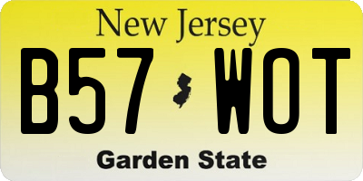 NJ license plate B57WOT