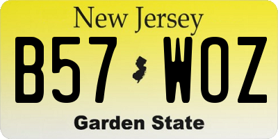 NJ license plate B57WOZ