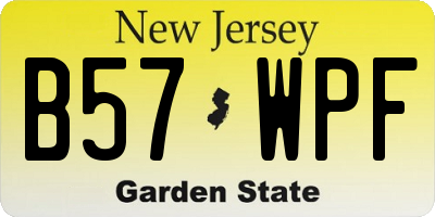 NJ license plate B57WPF