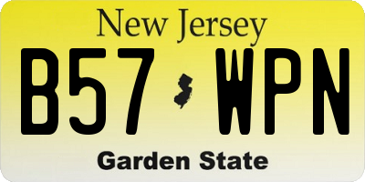 NJ license plate B57WPN