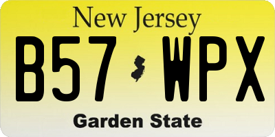 NJ license plate B57WPX