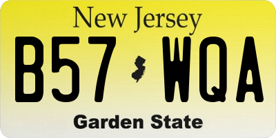 NJ license plate B57WQA