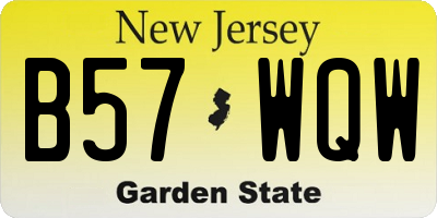 NJ license plate B57WQW