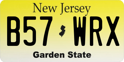 NJ license plate B57WRX