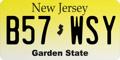 NJ license plate B57WSY