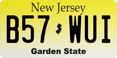 NJ license plate B57WUI
