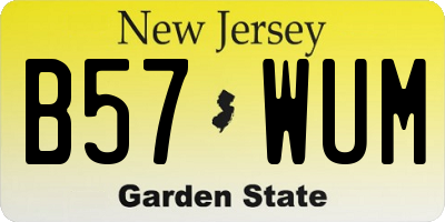 NJ license plate B57WUM