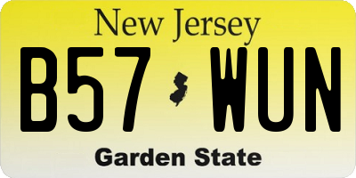 NJ license plate B57WUN