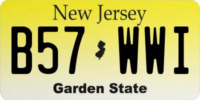 NJ license plate B57WWI