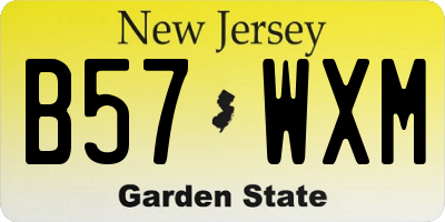 NJ license plate B57WXM