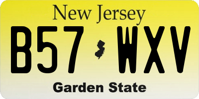 NJ license plate B57WXV