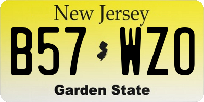 NJ license plate B57WZO