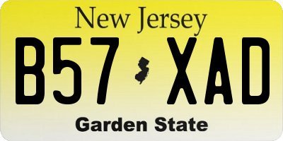 NJ license plate B57XAD