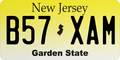 NJ license plate B57XAM