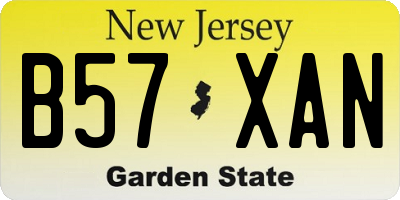 NJ license plate B57XAN