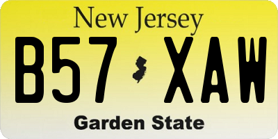 NJ license plate B57XAW